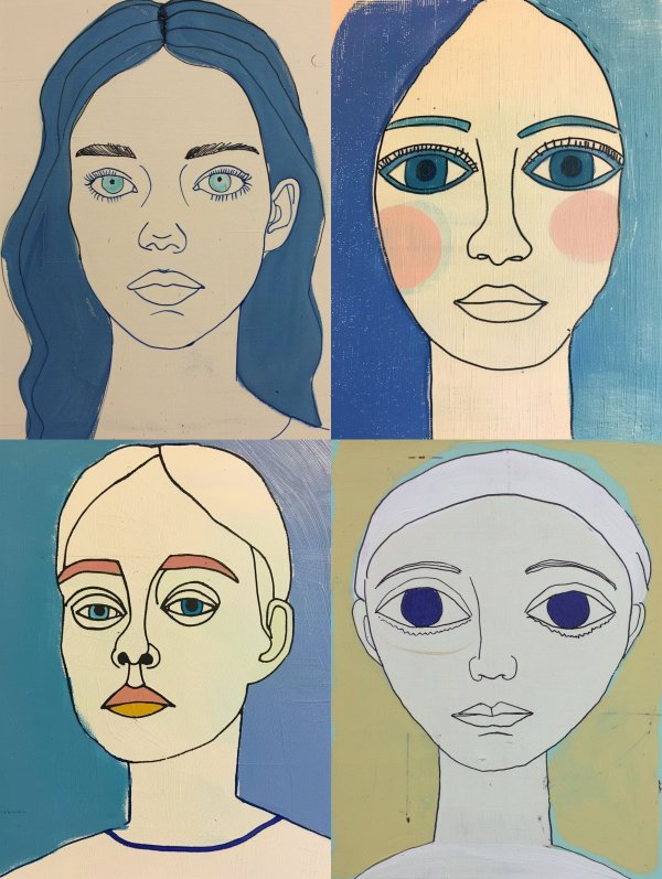 Abstract Blue Portrait Study