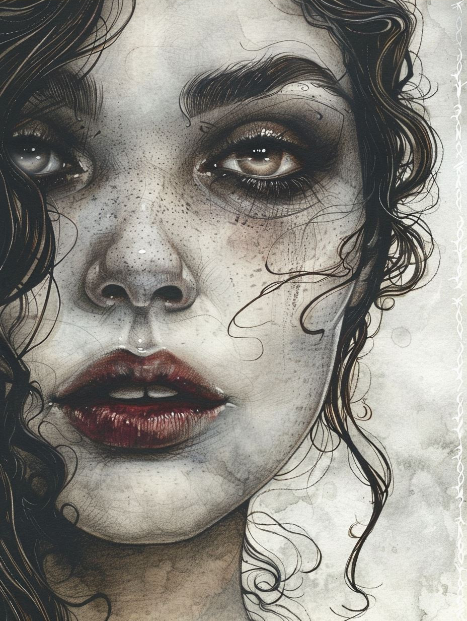 Mystic Gaze in Ink Wash