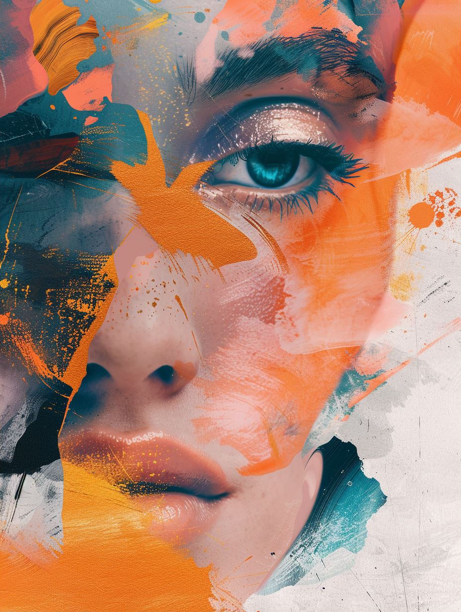 Fragmented Neon Portrait Study