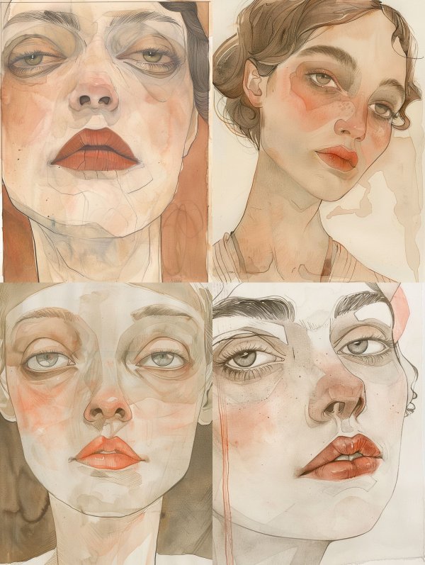 Ethereal Watercolor Portrait Studies