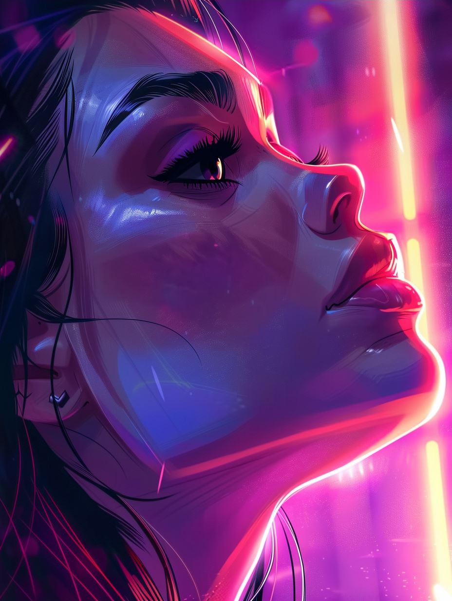 Neon Dreams Cyberpunk Portrait