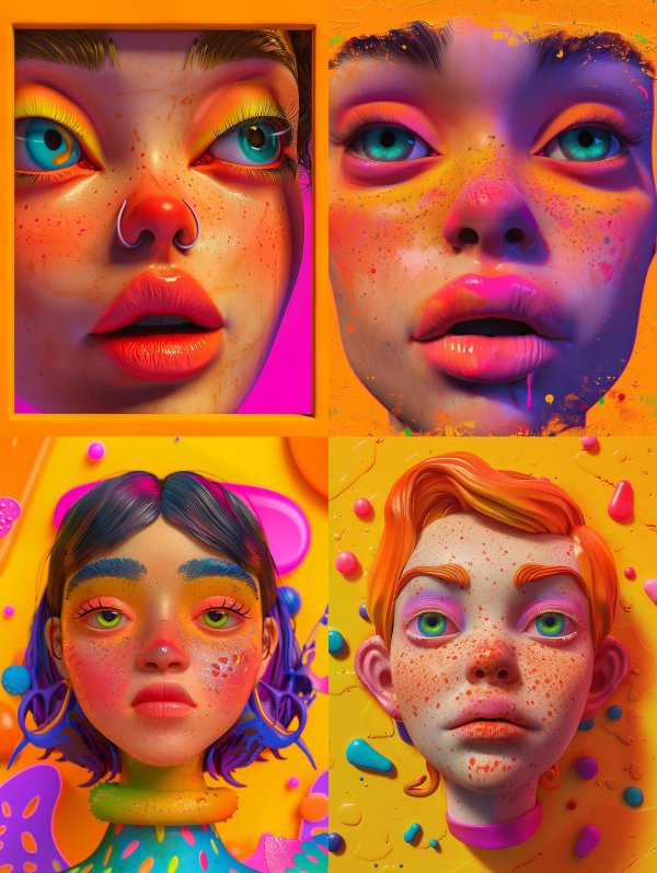 Neon Surrealist Portrait