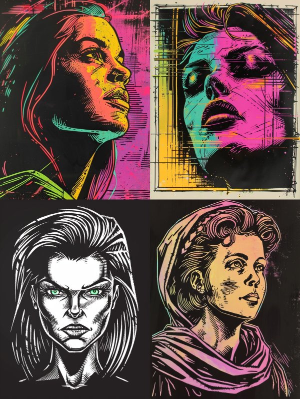 Neon Cyberpunk Halftone Portrait