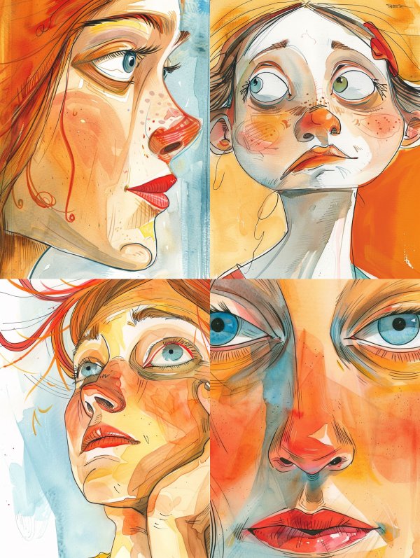 Crimson Watercolor Muse