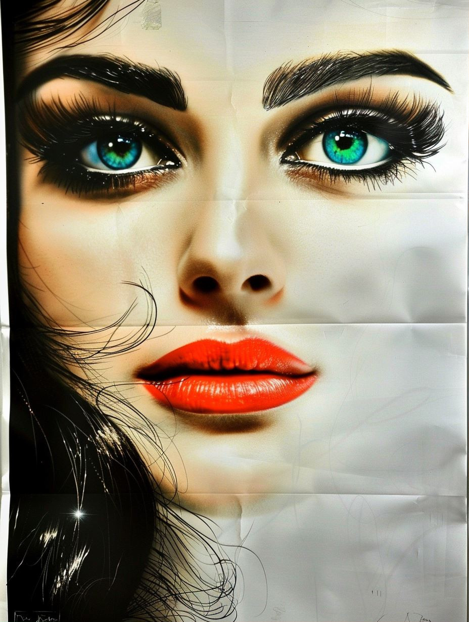 Hyper-Realistic Crimson Lip Portrait
