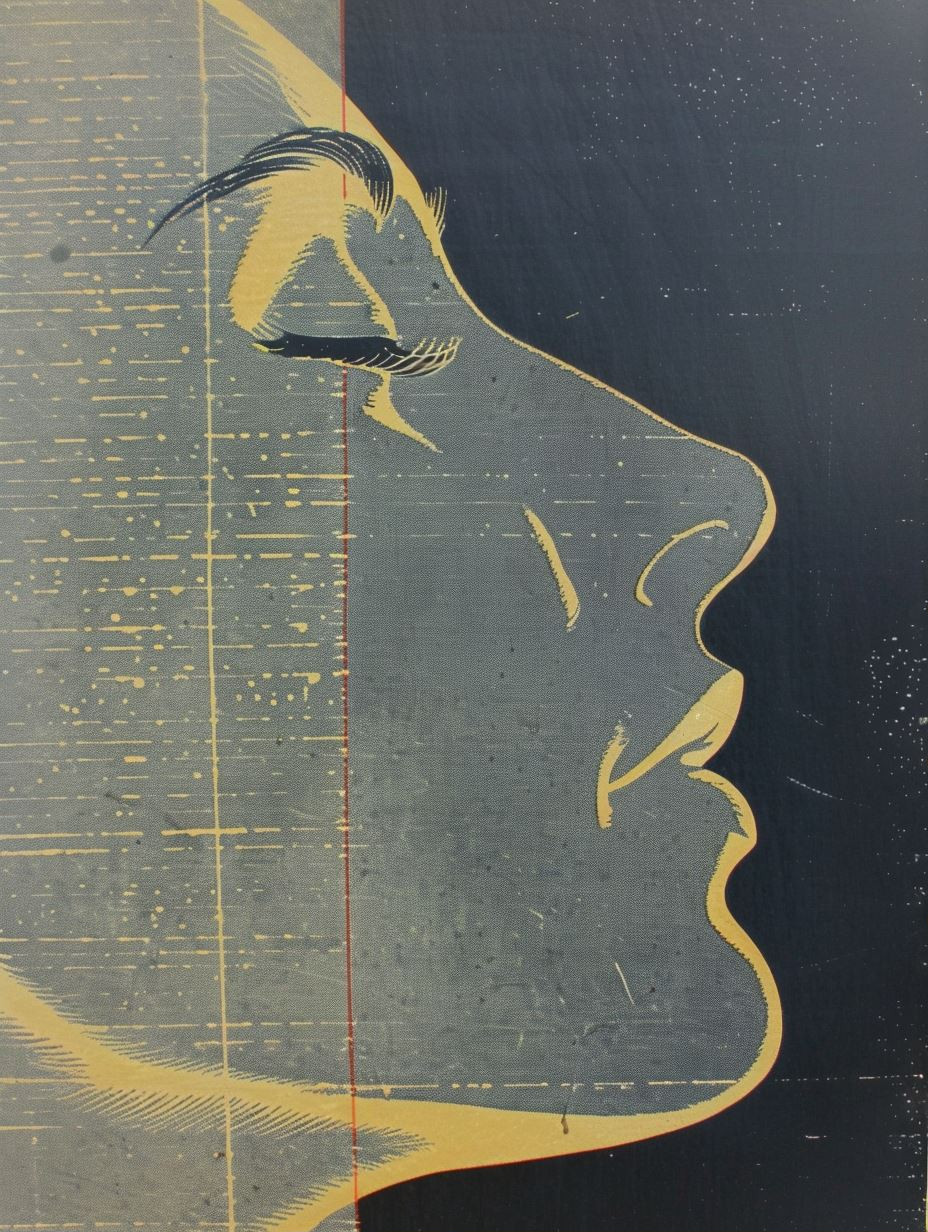 Celestial Profile in Golden Ink