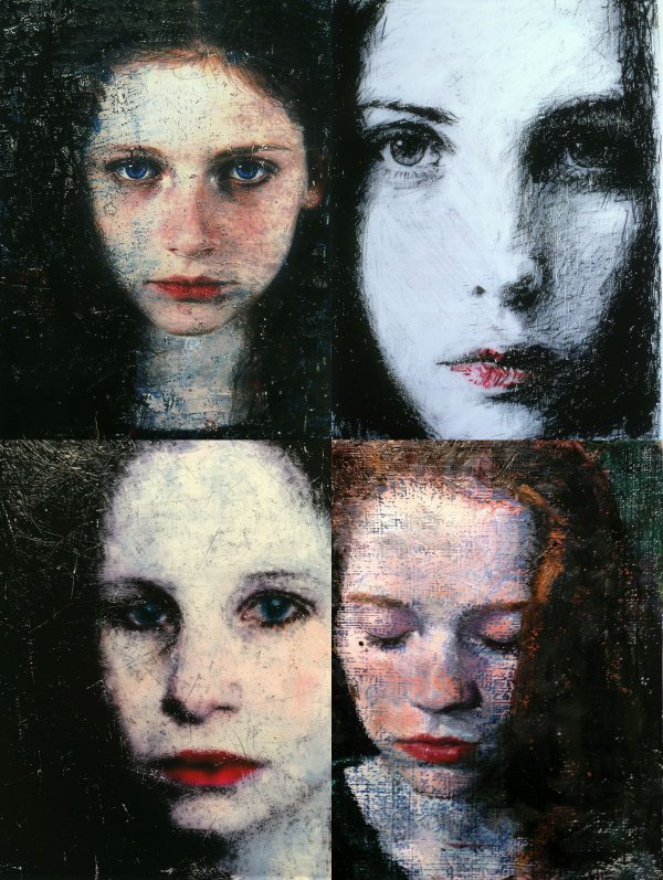 Haunting Gaze in Distressed Oil
