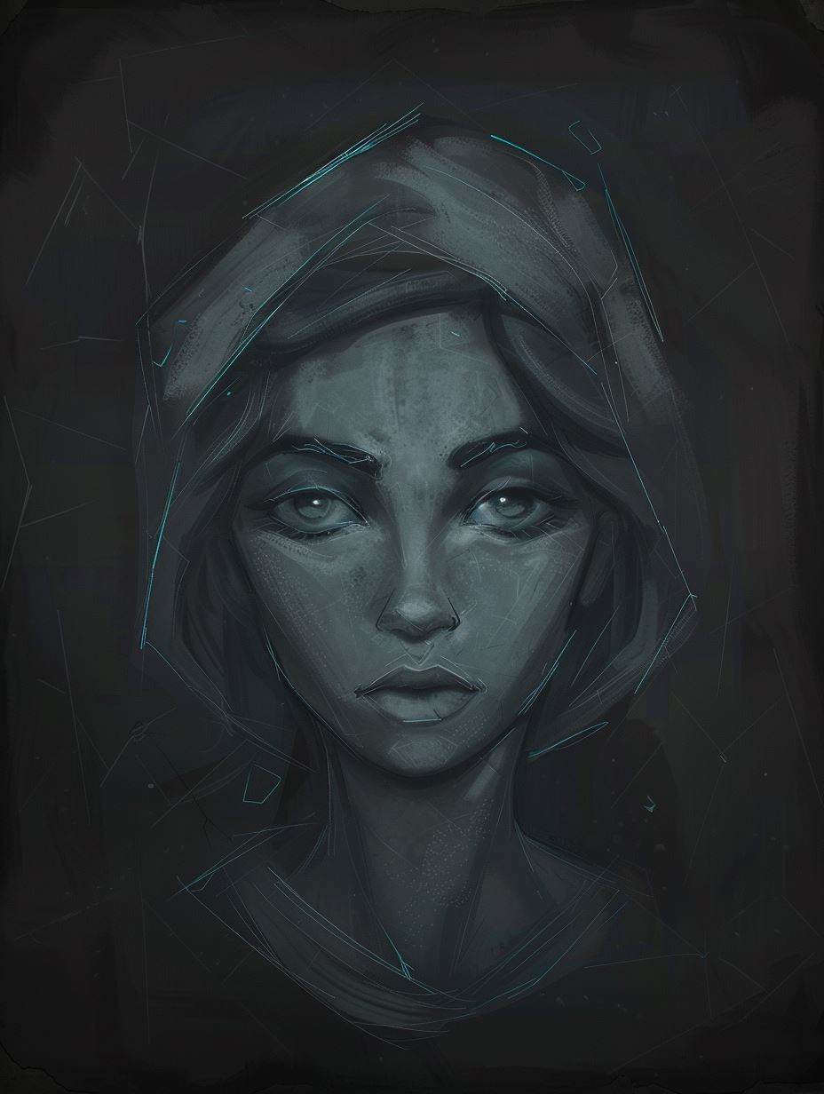 Ethereal Shadow Neon Portrait