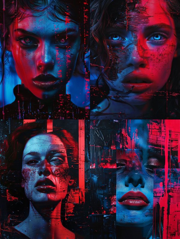 Neon Glitch Cybernetic Portrait
