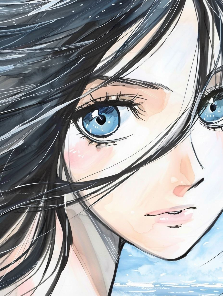 Melancholic Ink Anime Portrait