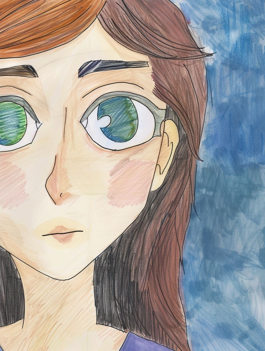 Vibrant Blue Gaze Illustration - Image 4