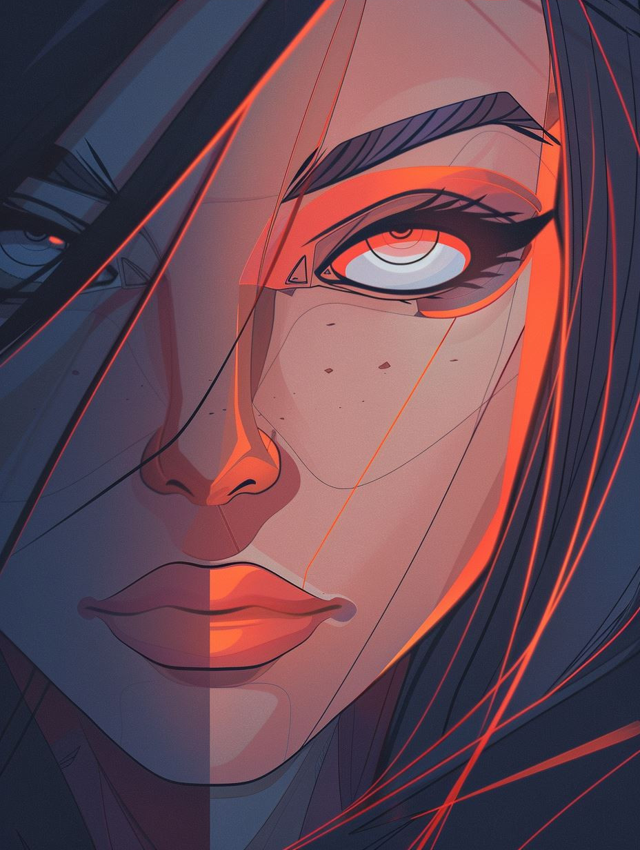 Neon Prism Digital Portrait