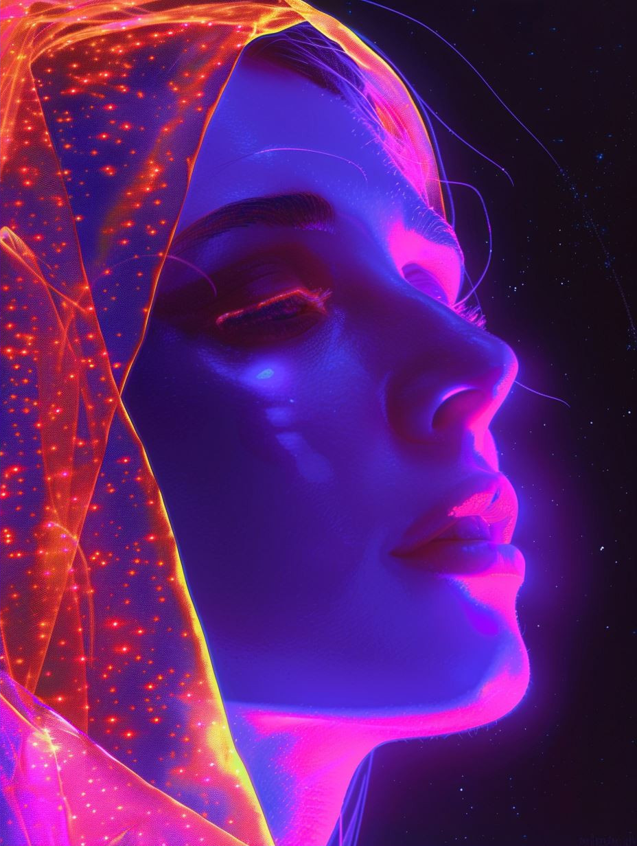 Celestial Neon Dream Portrait