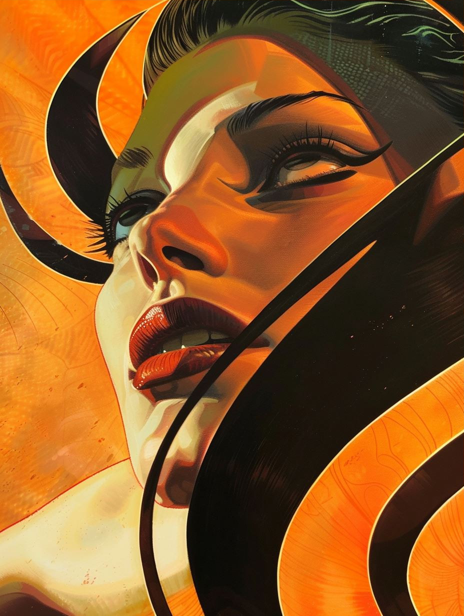 Neon Amber Surrealist Portrait
