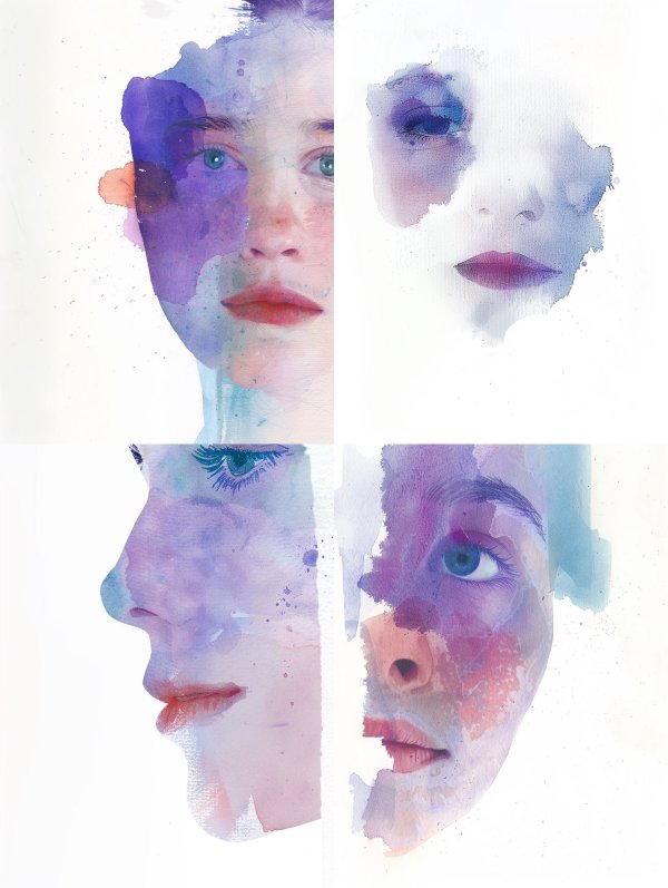 Ethereal Watercolor Portrait Fragment