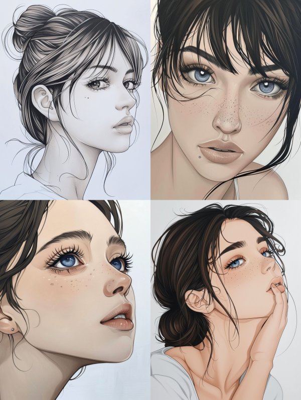 Elegant Monochrome Ink Portrait