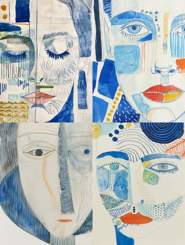 Fragmented Azure Portrait Study