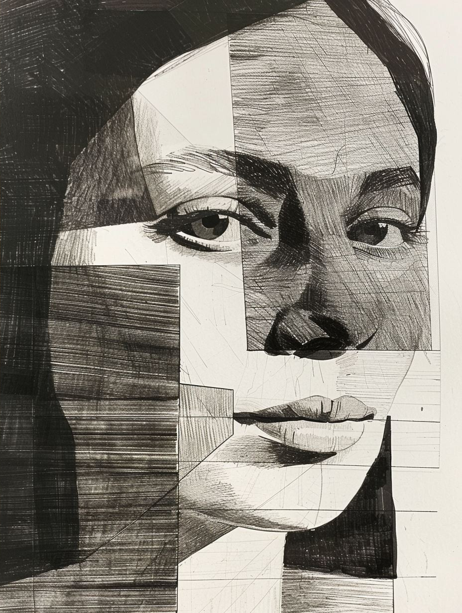 Fragmented Monochromatic Portrait Study
