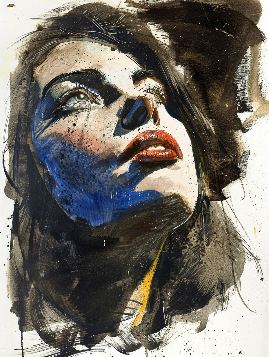 Noir Ink Portrait of Solitude