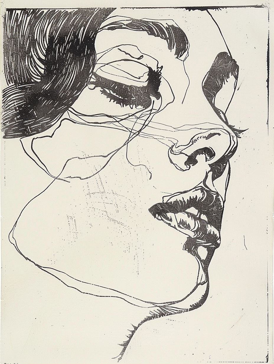Vintage Ink Etching Portrait