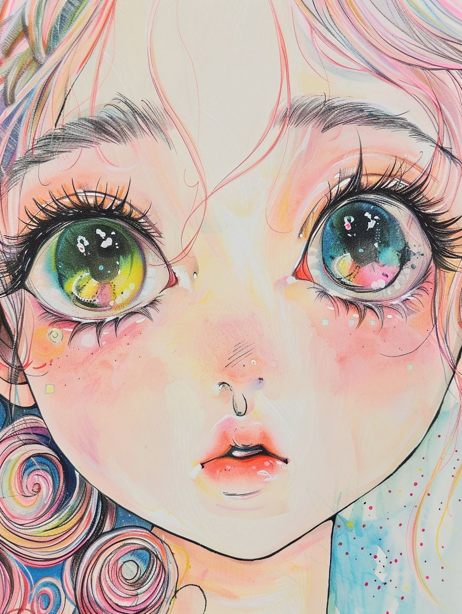 Ethereal Gaze in Watercolor