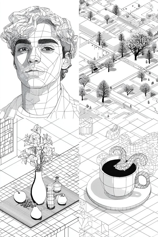 Geometric Ink Portrait