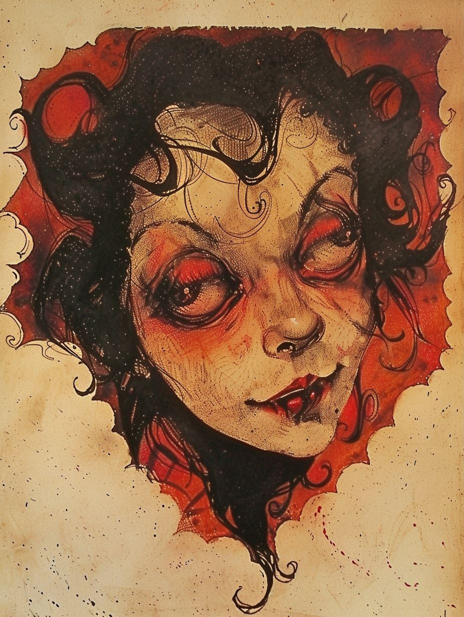 Vintage Gothic Ink Portrait