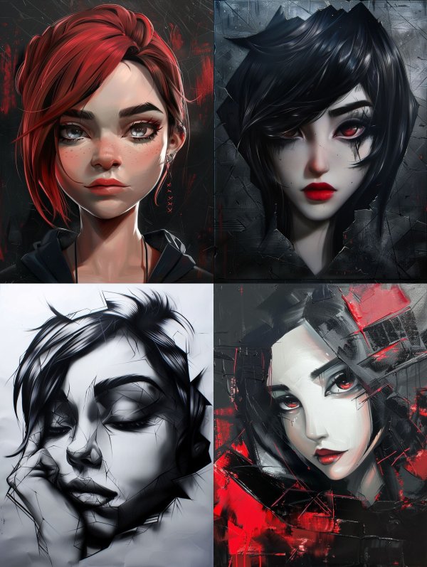 Crimson Gaze Digital Portrait
