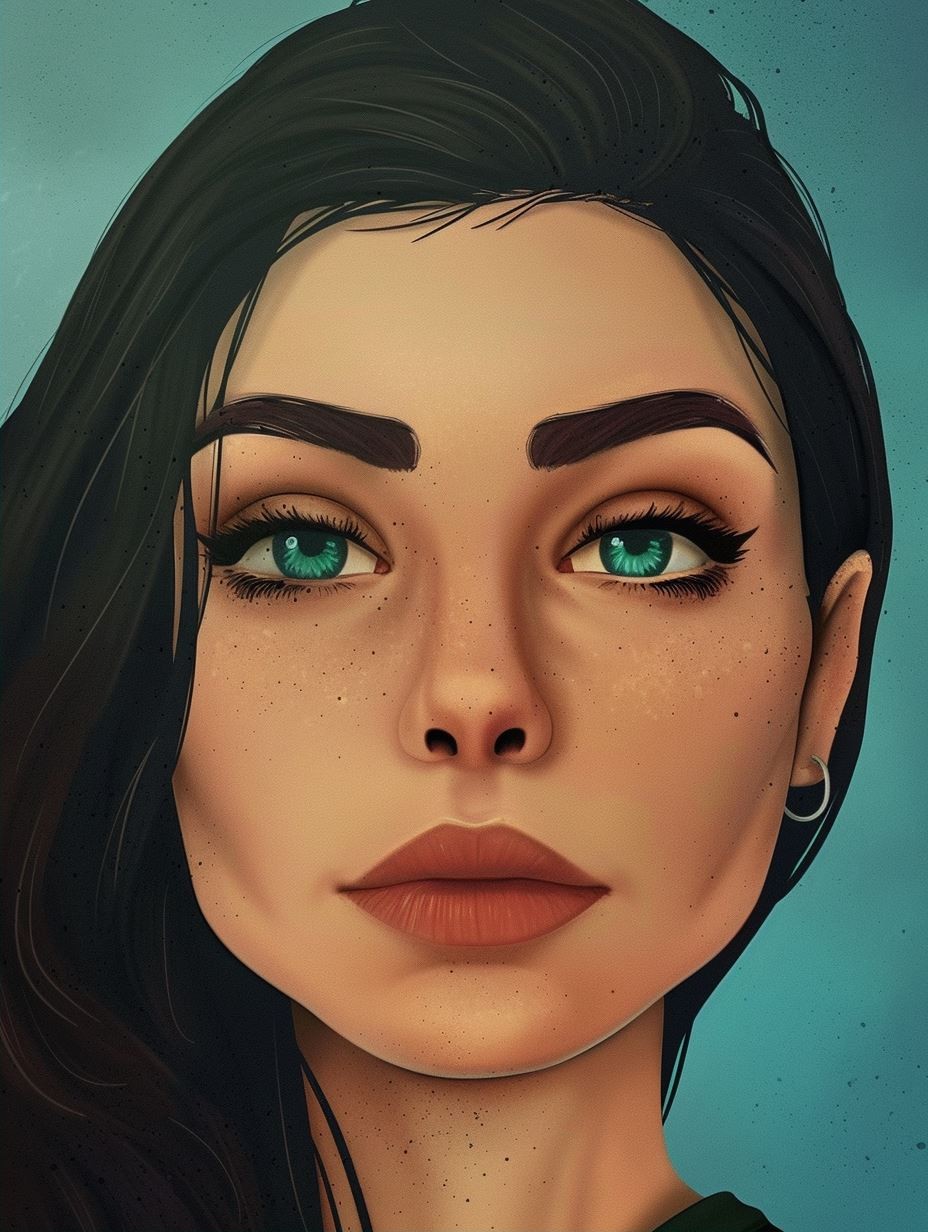 Azure Gaze Digital Portrait - Image 2