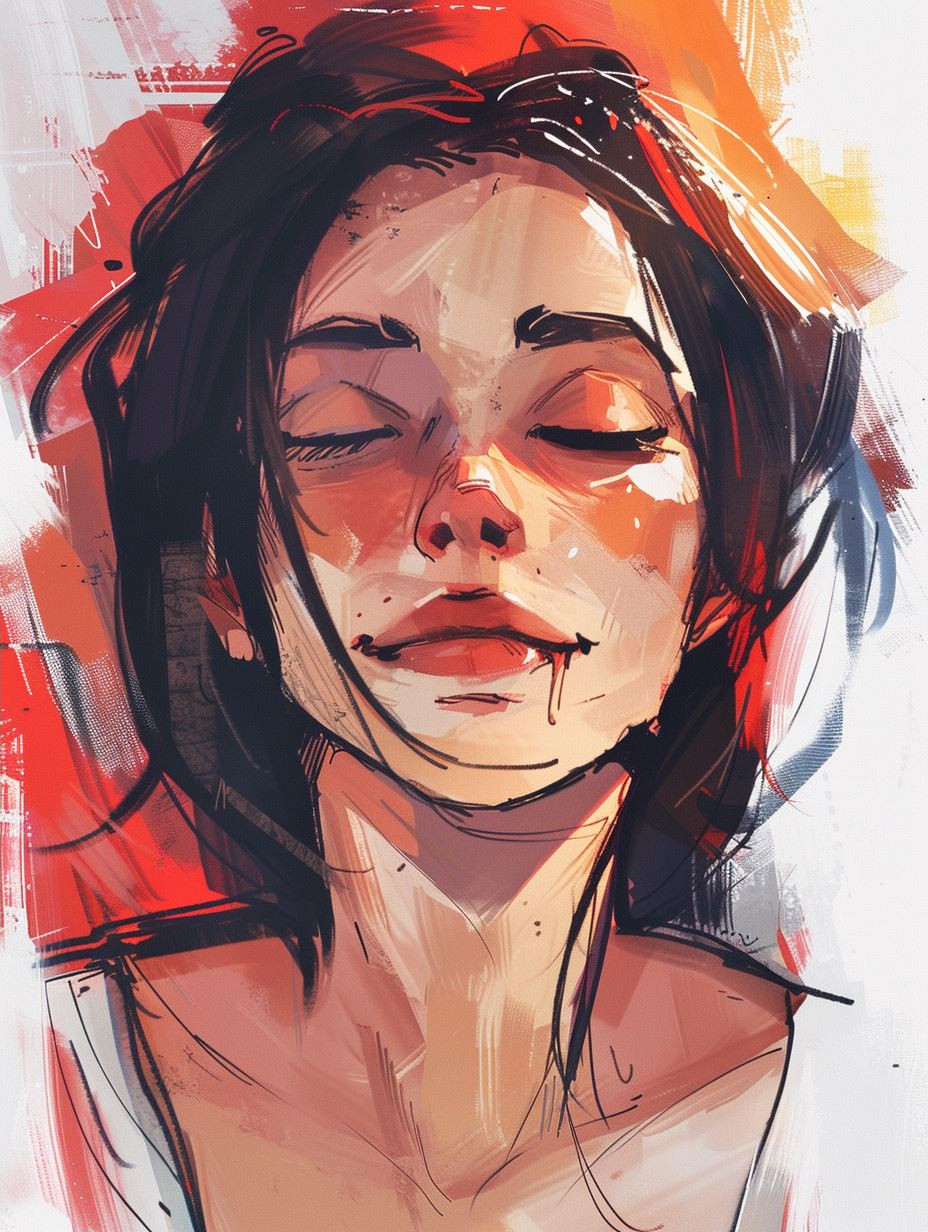 Abstract Crimson Gaze Portrait