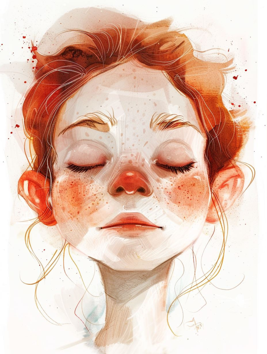 Ethereal Red-Haired Dreamer Portrait