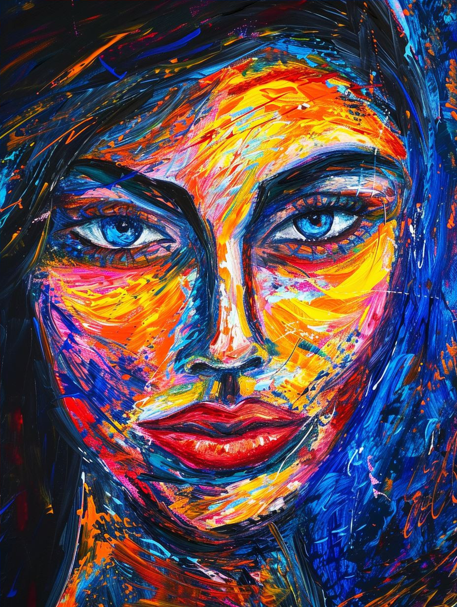 Vibrant Impasto Emotional Portrait