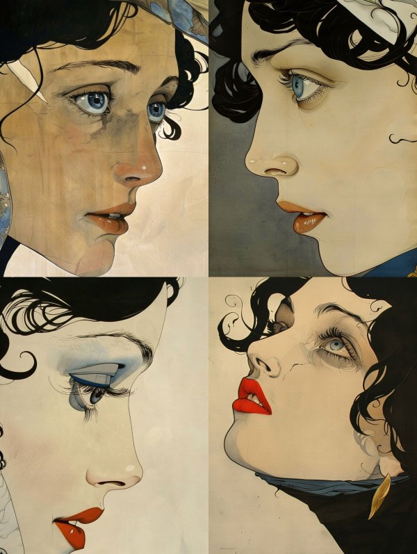 Vintage Art Nouveau Portrait Study