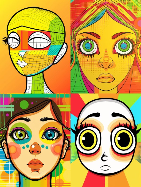 Neon Grid Digital Portrait