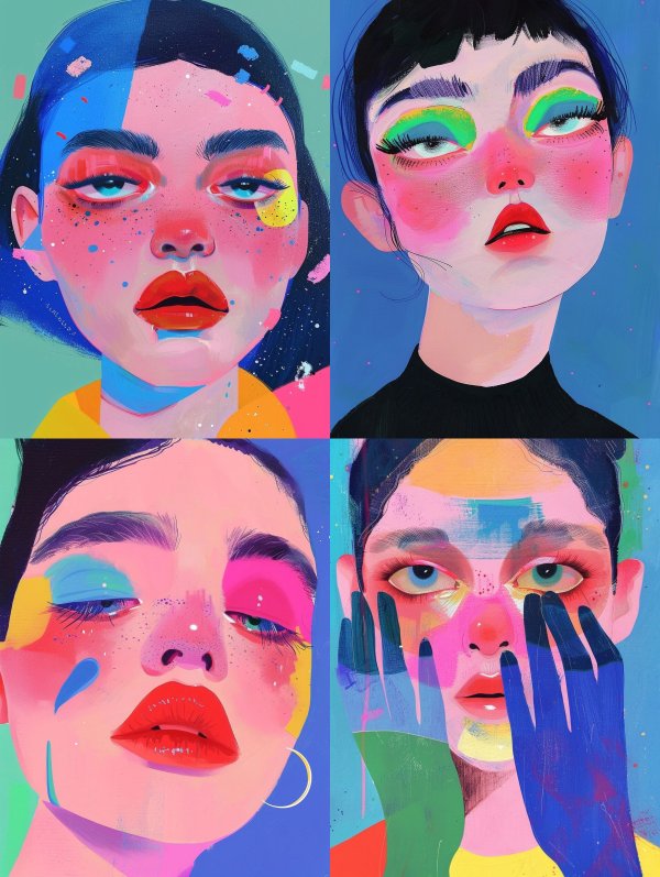 Neon Pop Surrealist Portrait