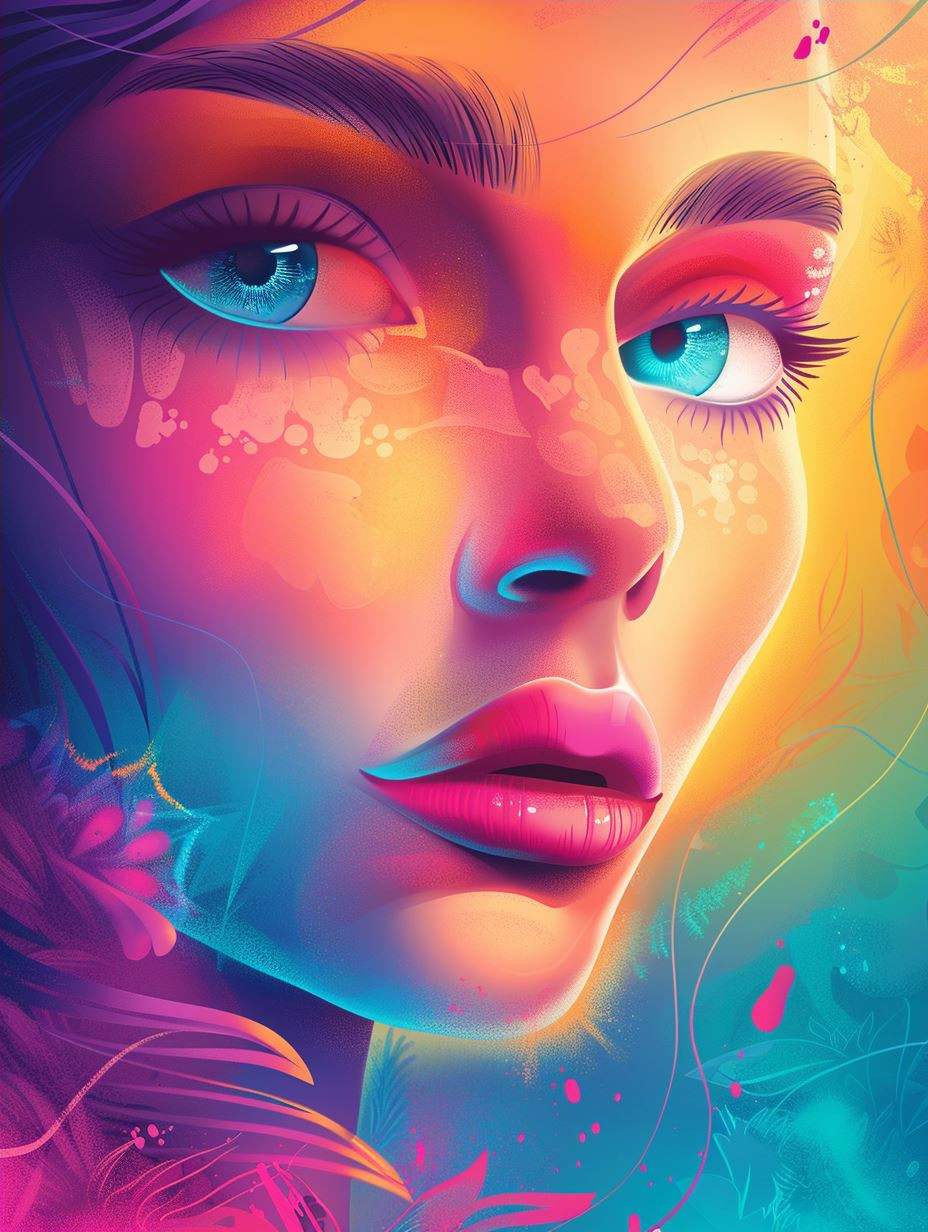 Neon Prism Ethereal Portrait