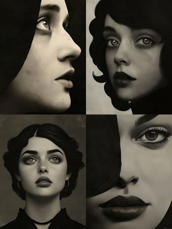 Shadowed Gaze in Monochrome