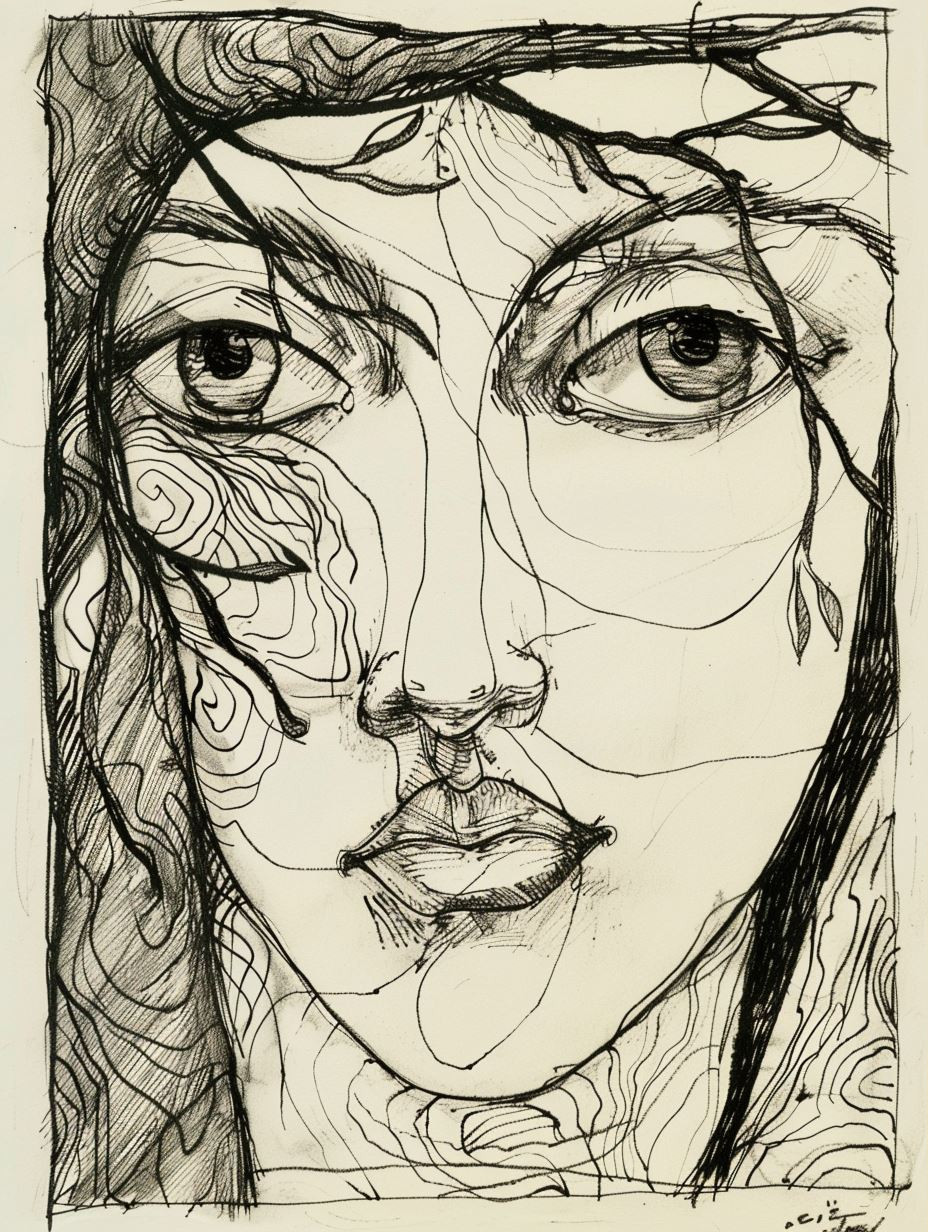Abstract Ink Portrait Study