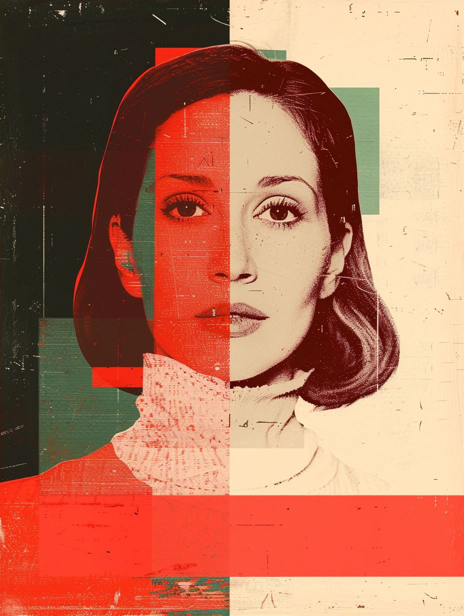 Fragmented Crimson Digital Portrait