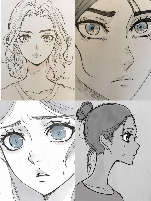 Minimalist Manga Line Art Portrait