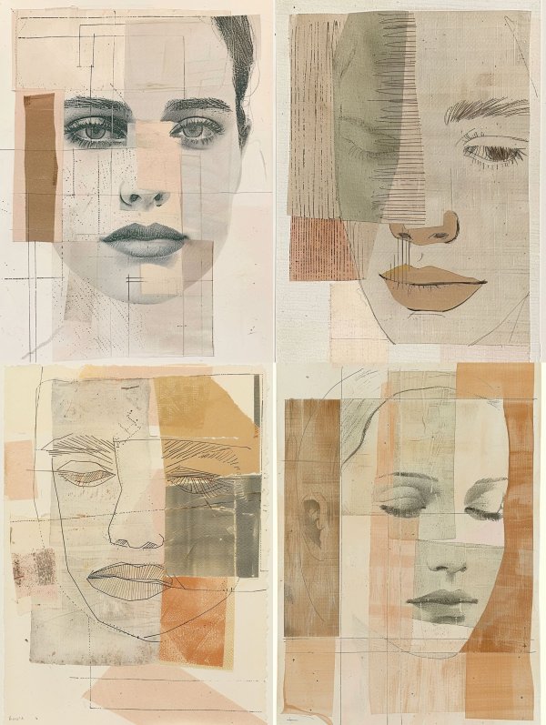 Fragmented Gaze Mixed Media Portrait