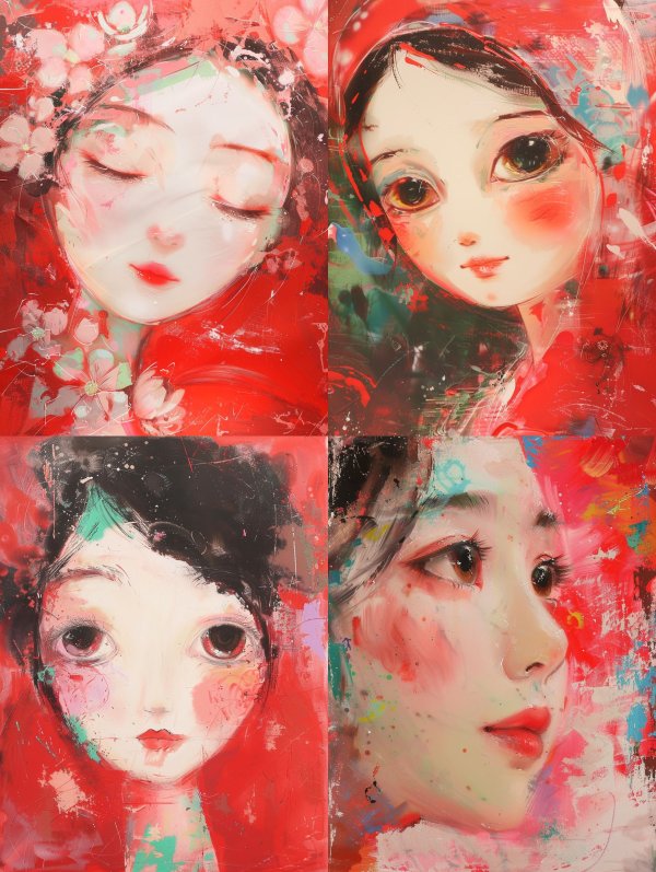 Crimson Dreams of Ethereal Faces