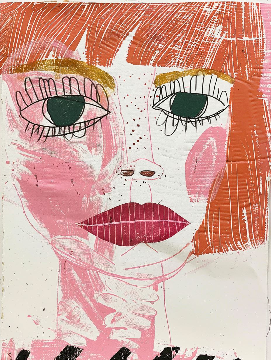 Neon Pink Mixed Media Portrait