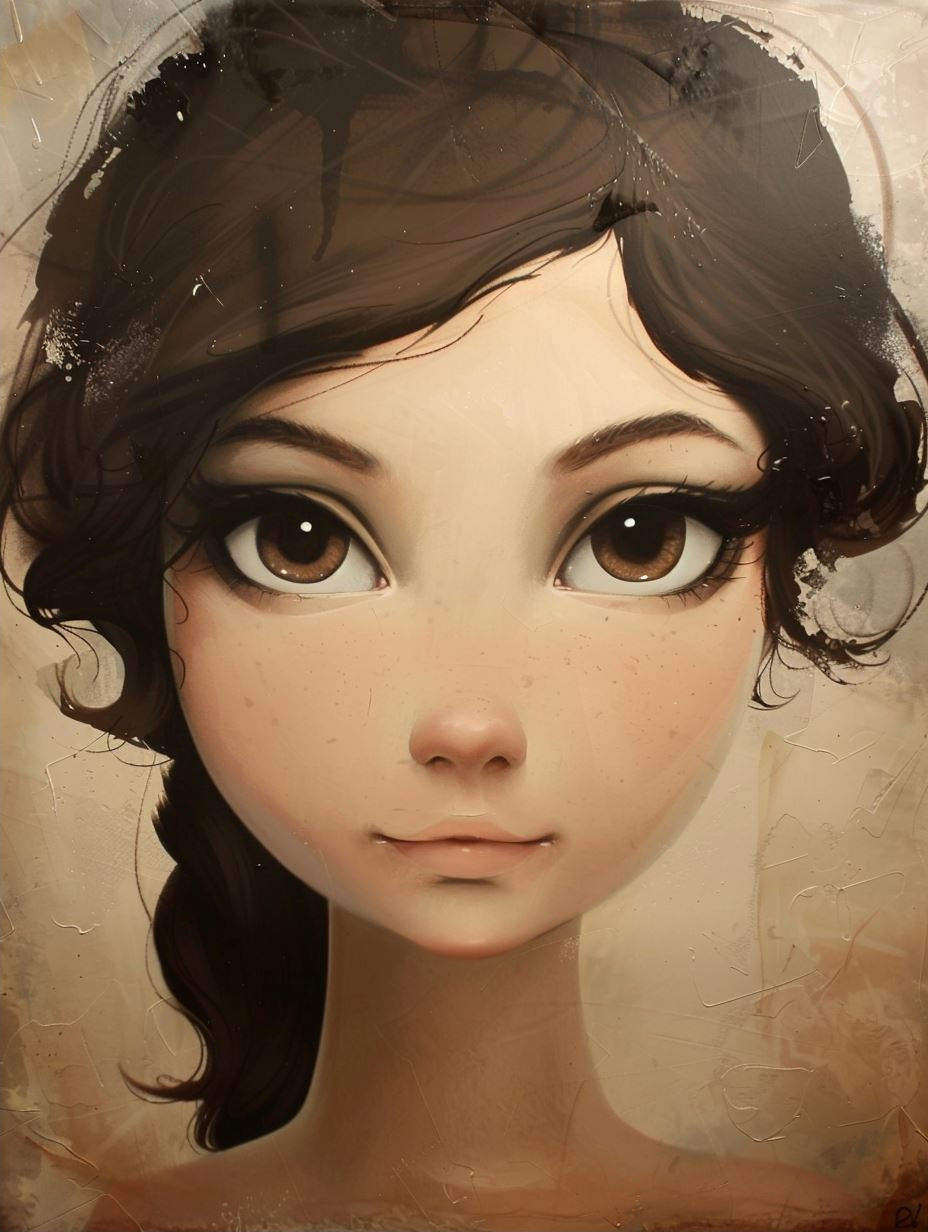 Melancholy Gaze Stylized Portrait