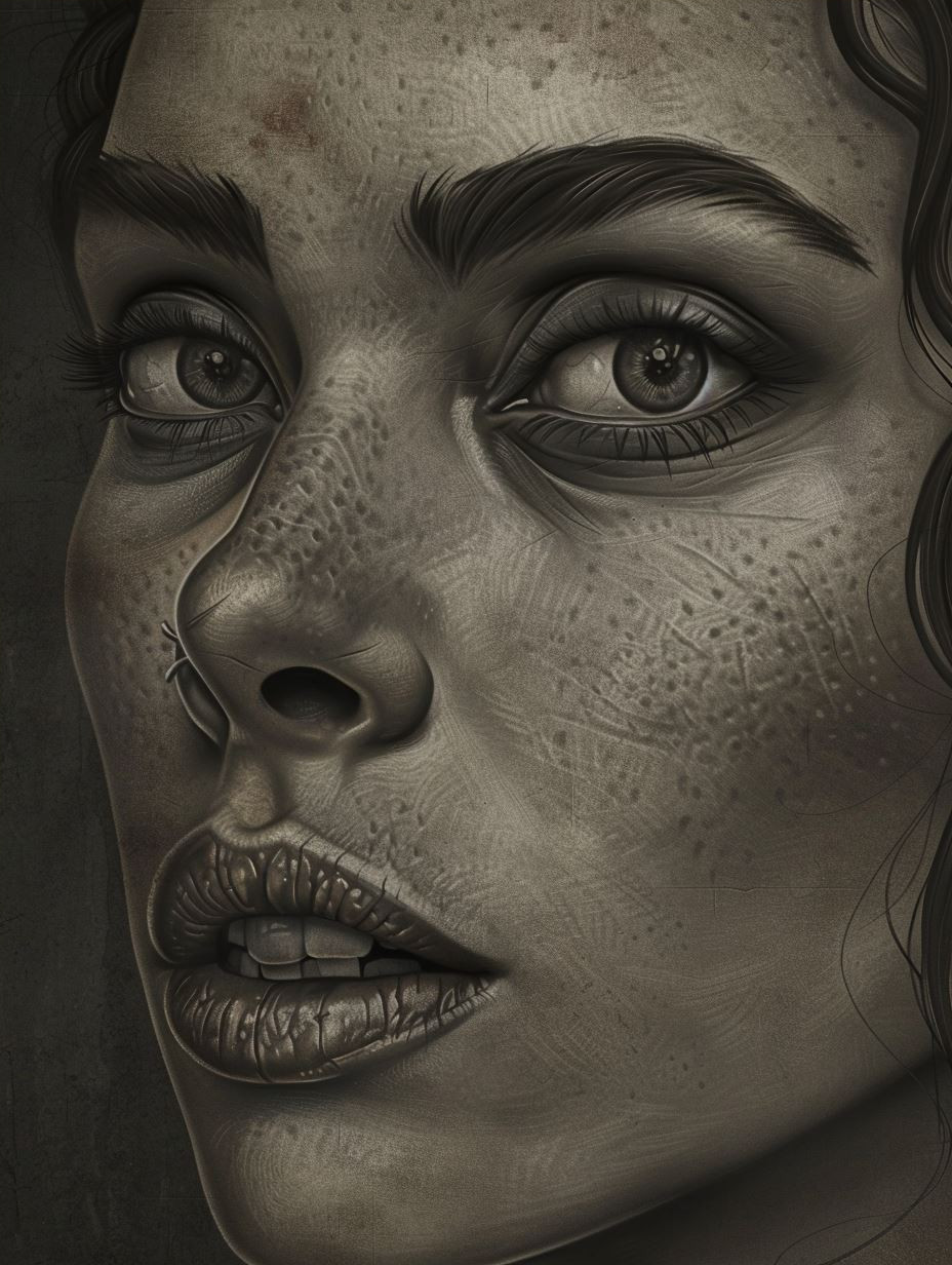 Hyper-Realistic Freckled Portrait Study