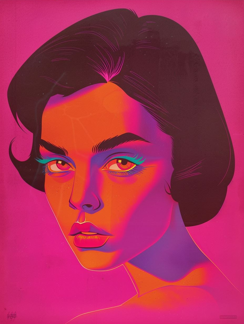 Neon Noir Retro Futurism Portrait