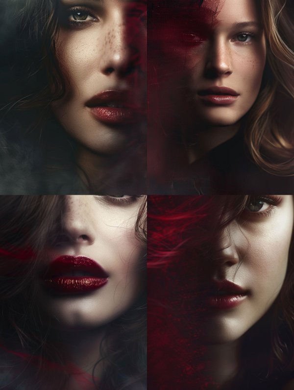 Crimson Shadow Ethereal Portrait