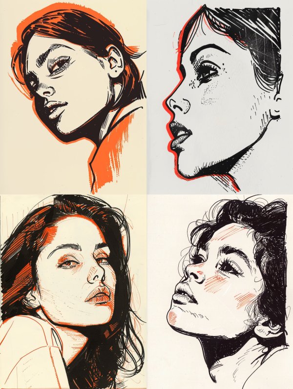 Bold Ink Portrait in Orange