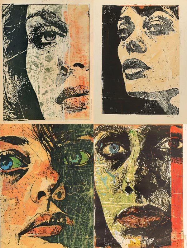 Fragmented Gaze in Mixed Media