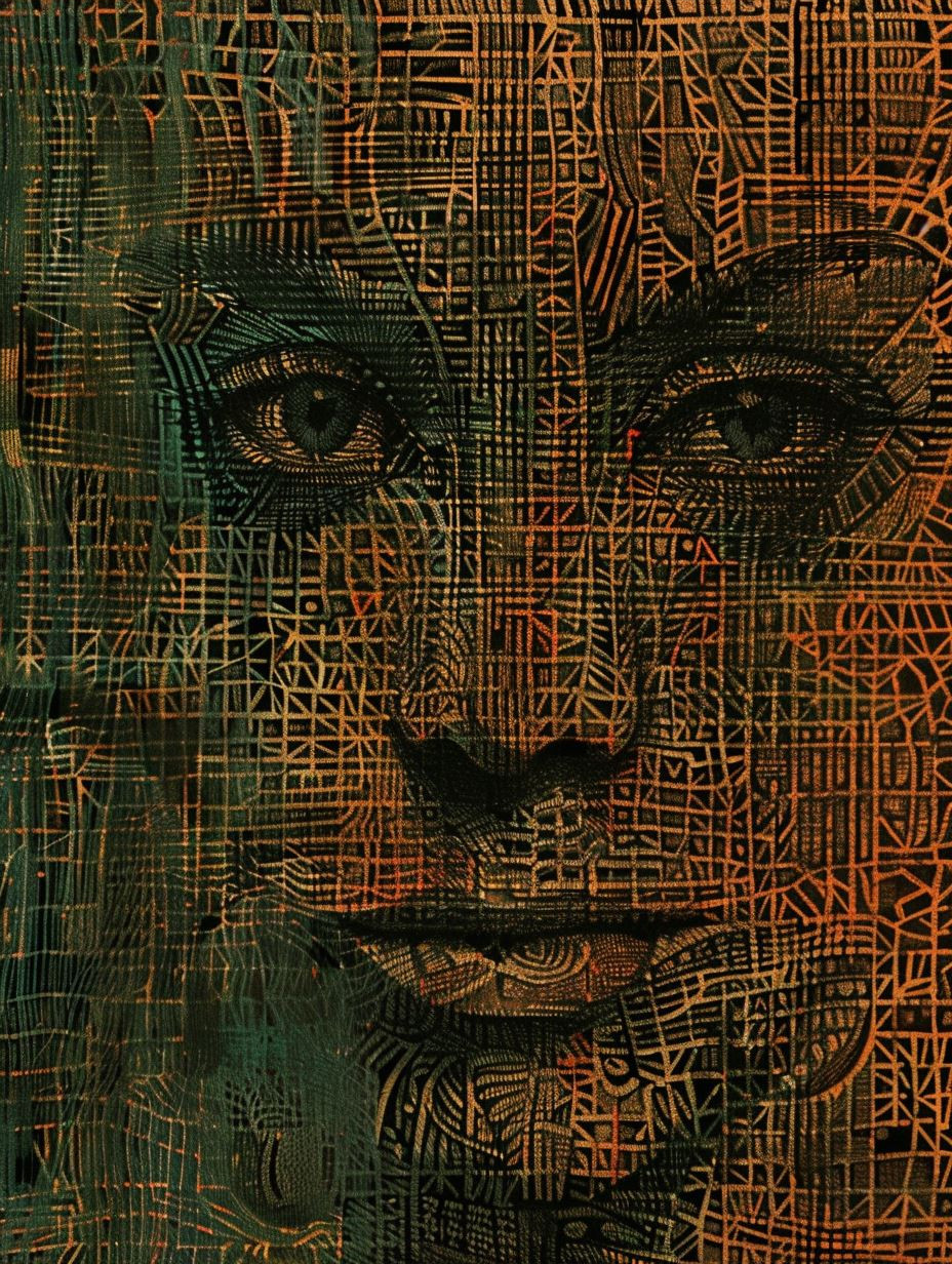 Digital Soul Geometric Mesh Portrait